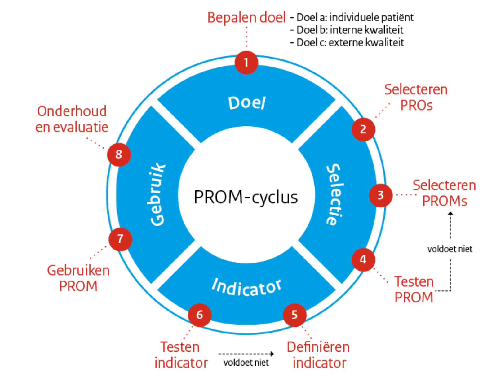 PROM-cyclus met de fasen van PROM-ontwikkeling